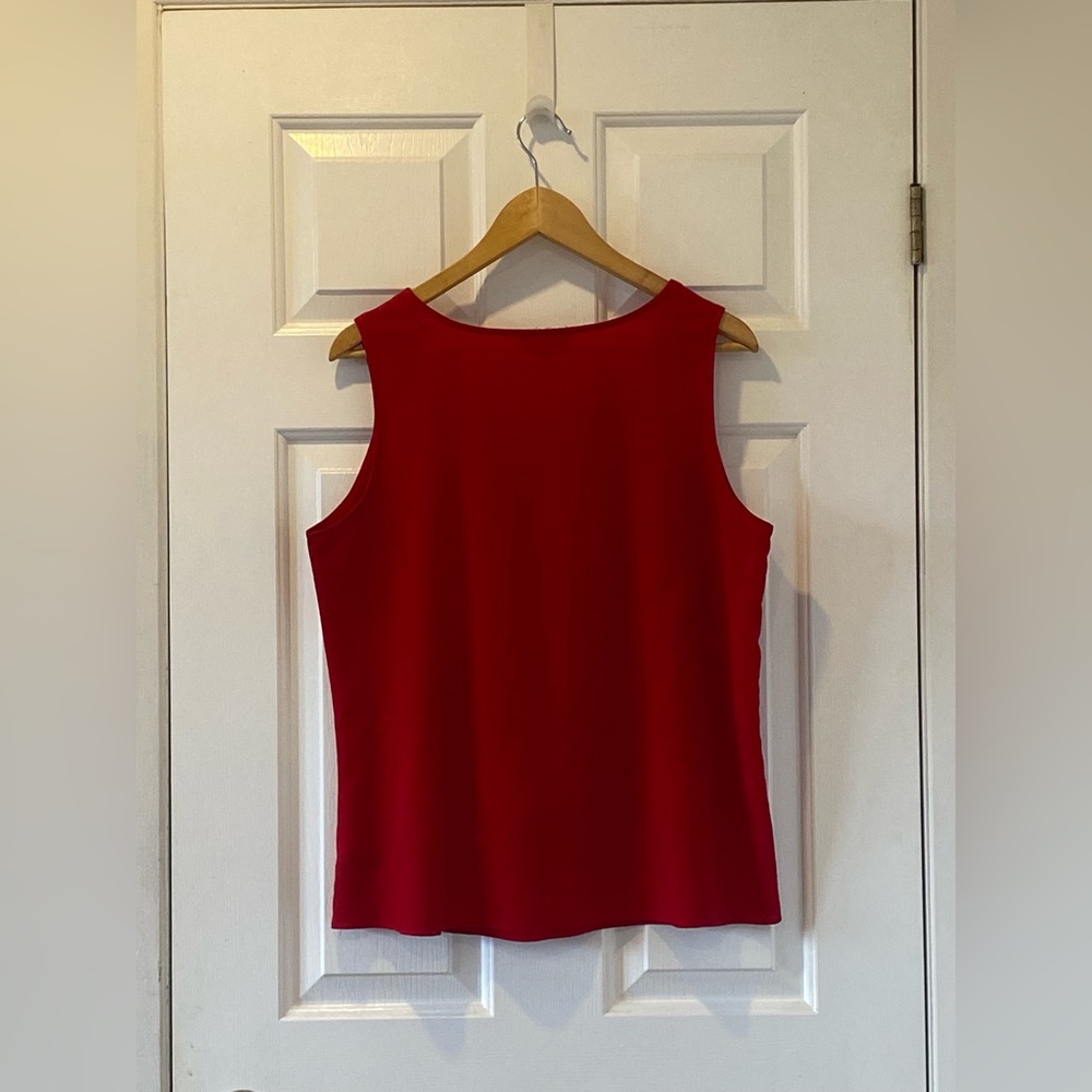 Laura Red Sleeveless Layered Blouse Size M – Dressy Work Top - Picture 2 of 5